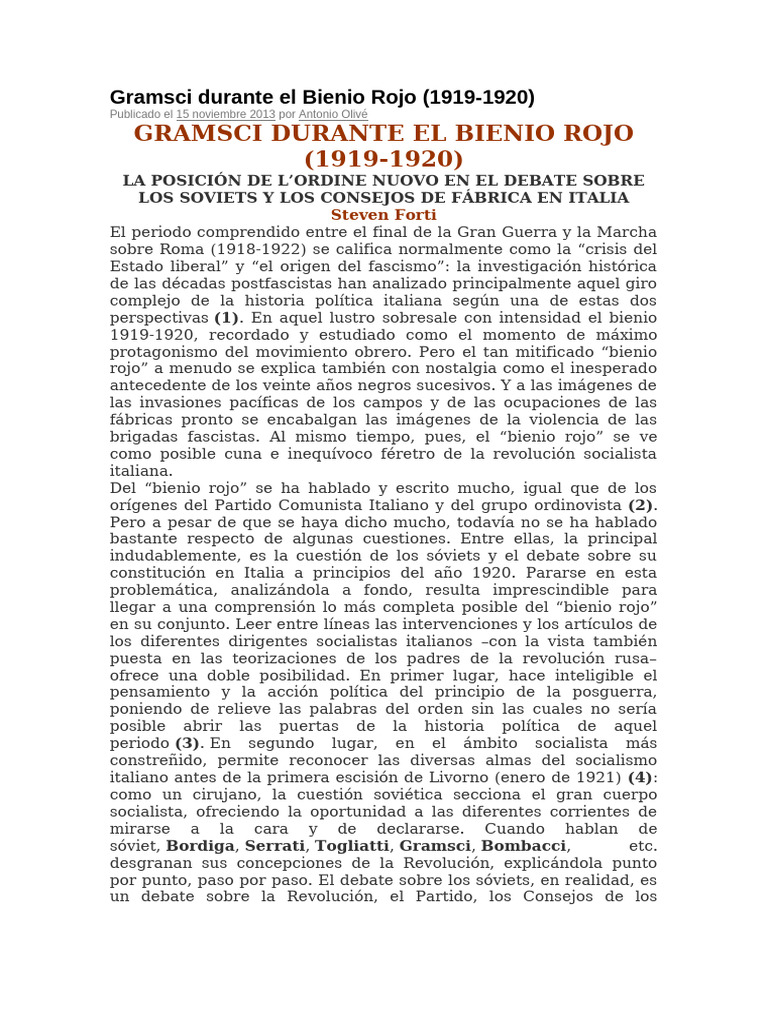 Gramsci durante el Bienio Rojo | PDF | Antonio Gramsci | marxismo