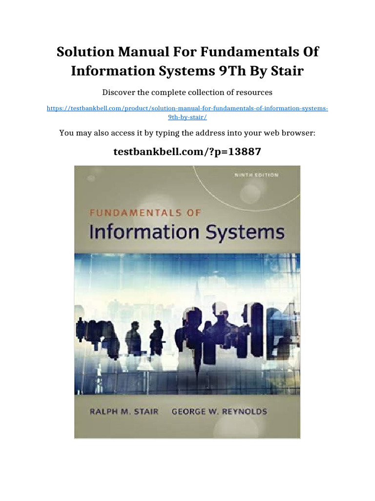Solution Manual for Fundamentals of Information Systems 9th by Stair ...