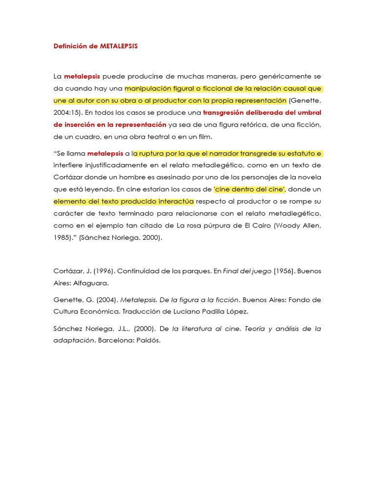 Definición de Metalepsis | PDF | Teoría literaria