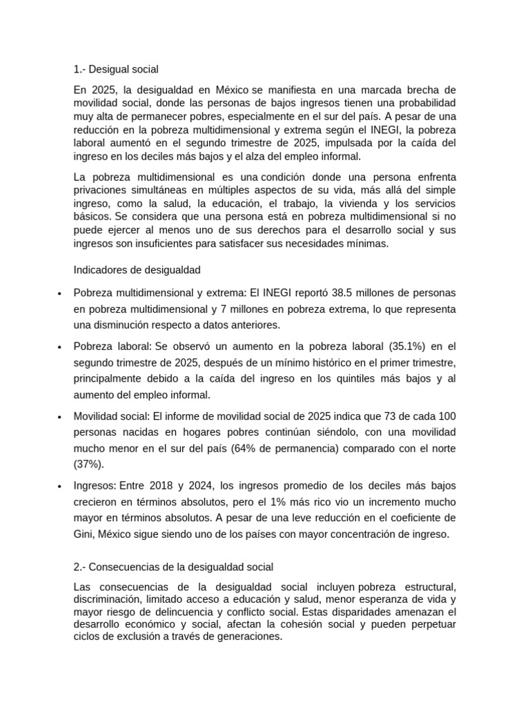 Dsigualdad Social en Mexico | PDF | Desigualdad social | Discriminación ...