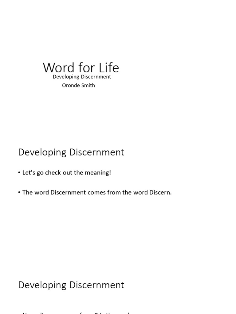 Developing Discernment by Oronde Smith | PDF | Psychology | Cognition