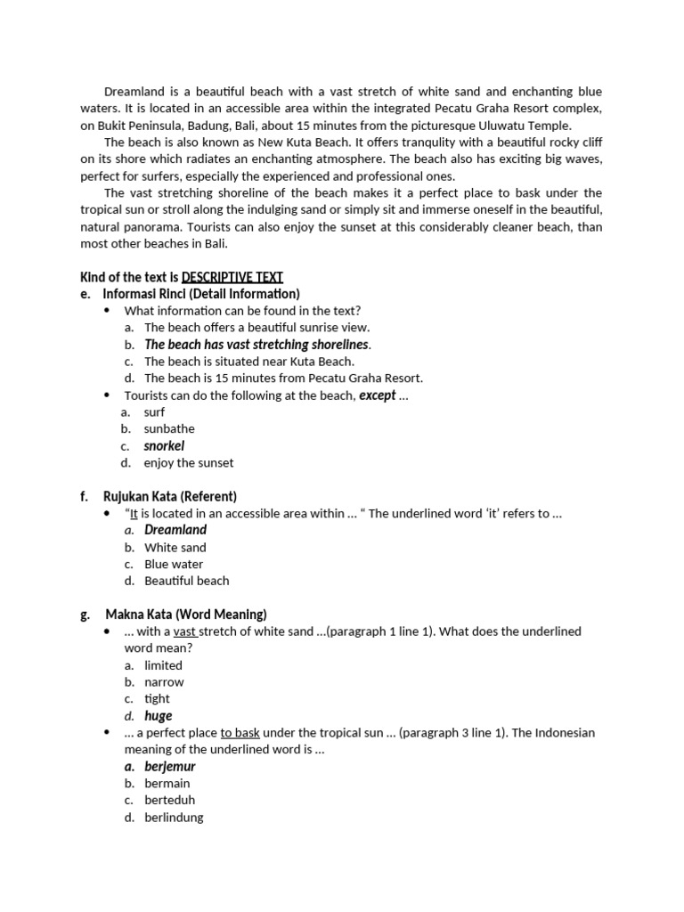 Contoh Soal TTG Informasi Rinci, Rujukan Kata & Makna Kata | PDF