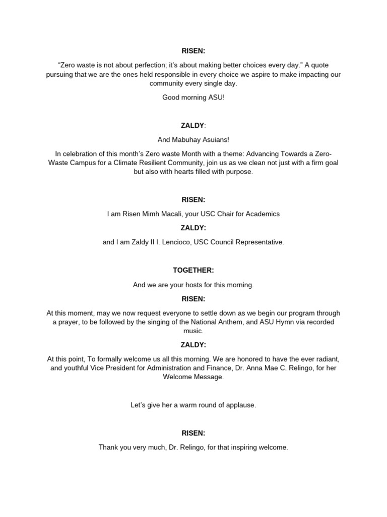 Script (Zero Waste Management) | PDF | Natural Environment