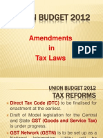 Union Budget 2012: Amendments in Tax Laws