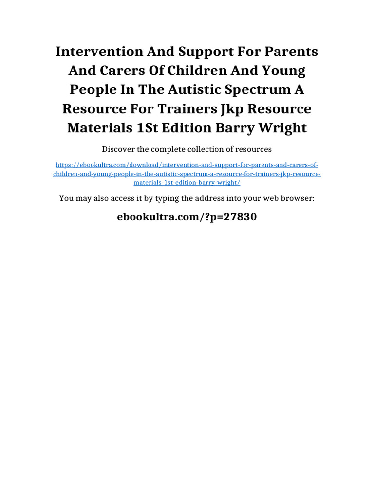Intervention and Support for Parents and Carers of Children and Young ...