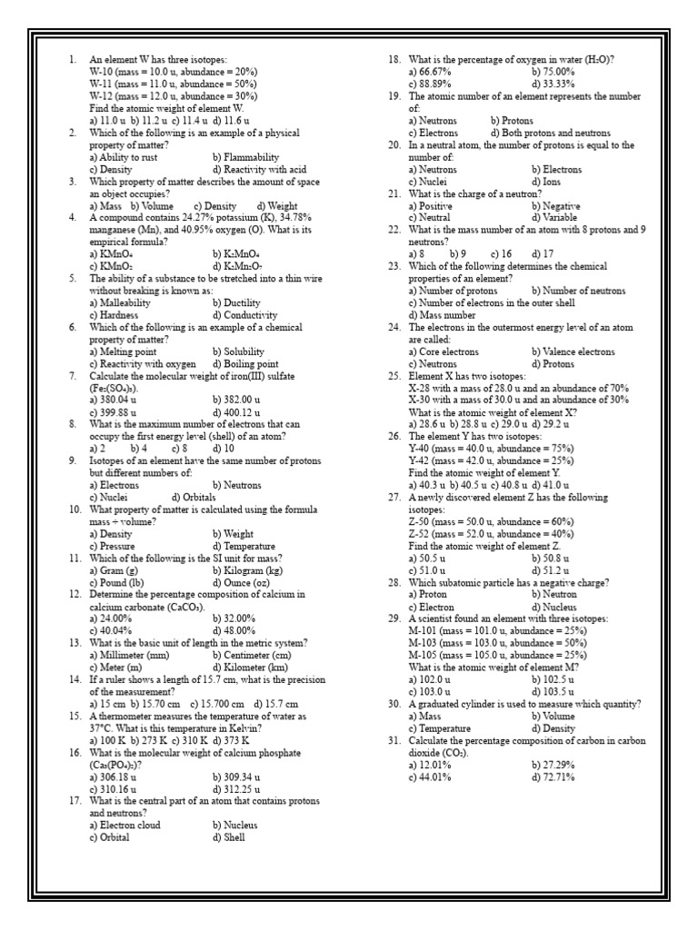 General Chemistry 1 Reviewer | PDF | Chemical Elements | Atoms