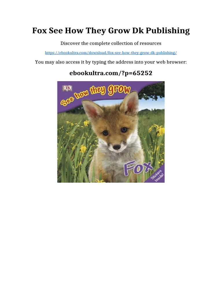Fox See How They Grow Dk Publishing full chapters instanly | PDF ...