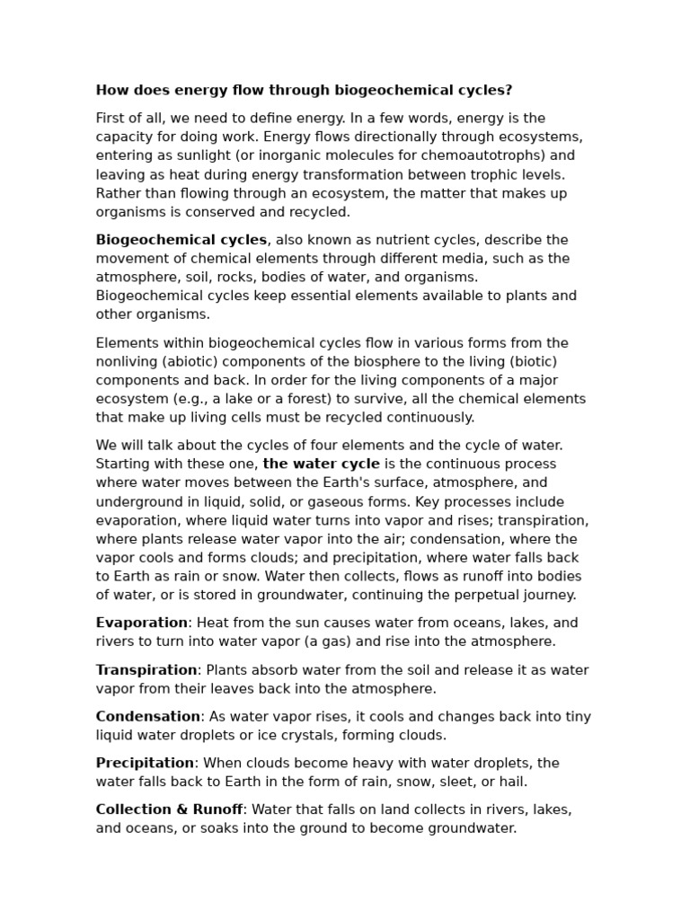 Biogeochemical Cycles | PDF | Water Cycle | Water