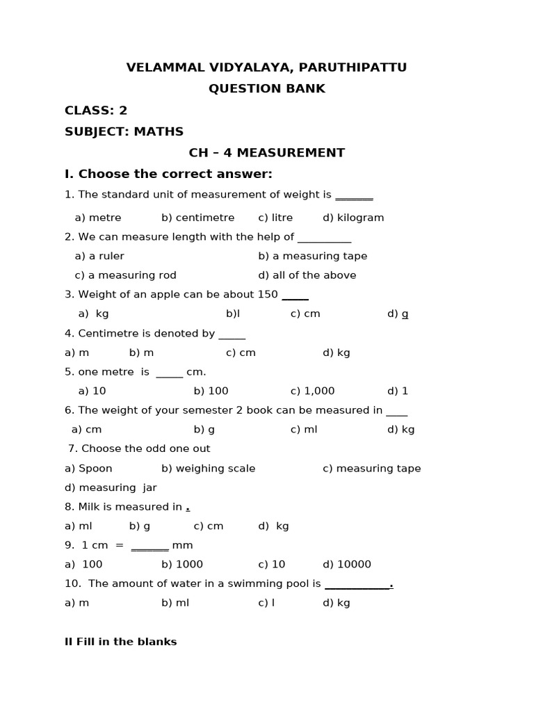 Measurement w.sheet Ut3 (q) | PDF | Litre | Measurement