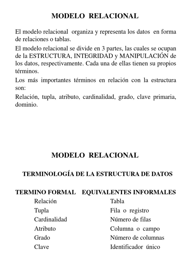 Modelo Relacional | PDF | Base de datos relacional | Modelo relacional