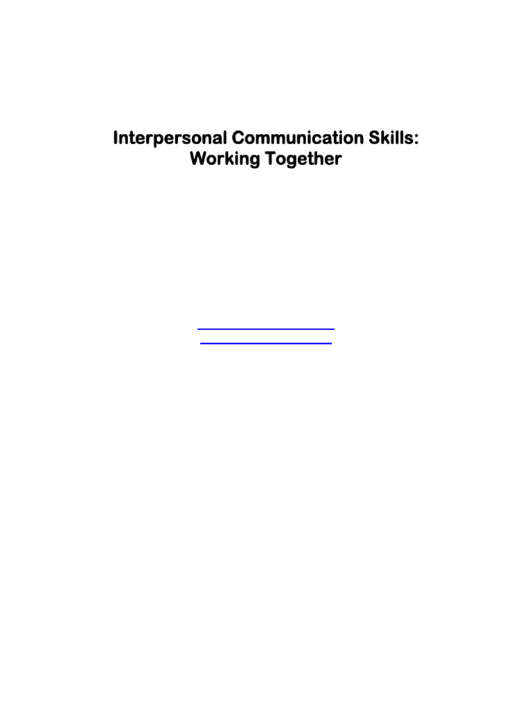 Interpersonal Communication Skills Handout | PDF | Body Language ...