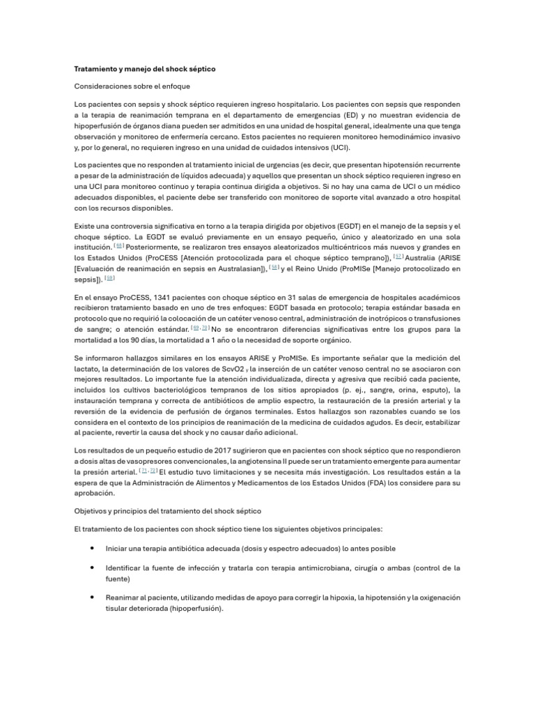 Tratamiento y Manejo Del Shock Séptico | PDF | Septicemia | Cortisol