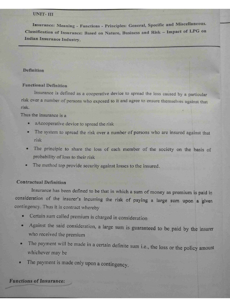 Unit III Insurance Notes | PDF