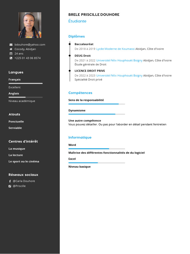 CV 2024-12-03 Brele Priscille Douhore | PDF