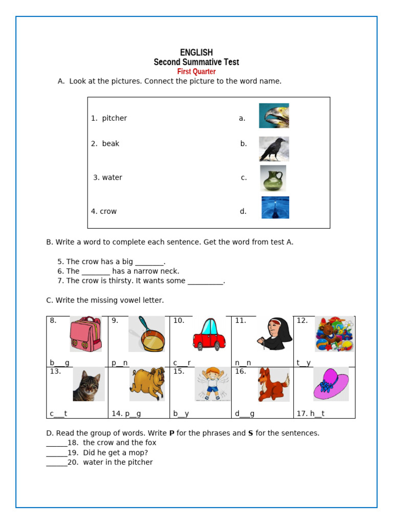 ENGLISH Summative 1st Quarter | PDF | Grammatical Number | Linguistic ...