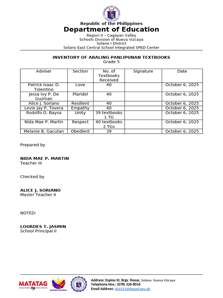 AP Inventory of Textbooks | PDF