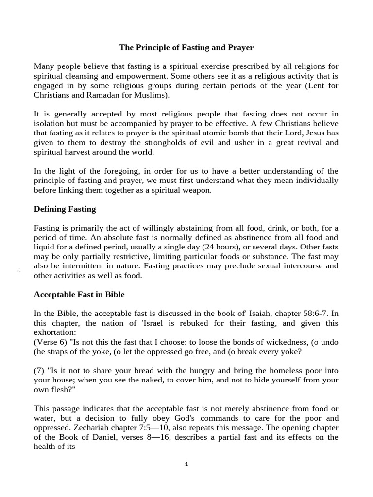 The Principle of Fasting and Prayer | PDF | Prayer | Jesus