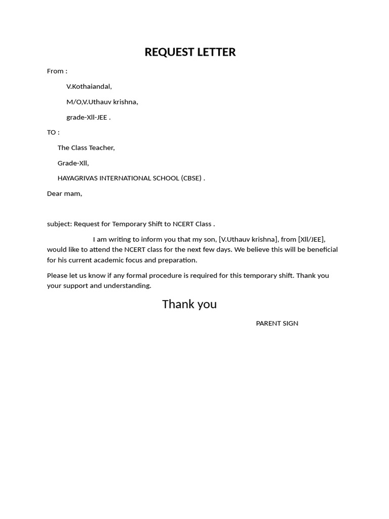 Request Letter | PDF