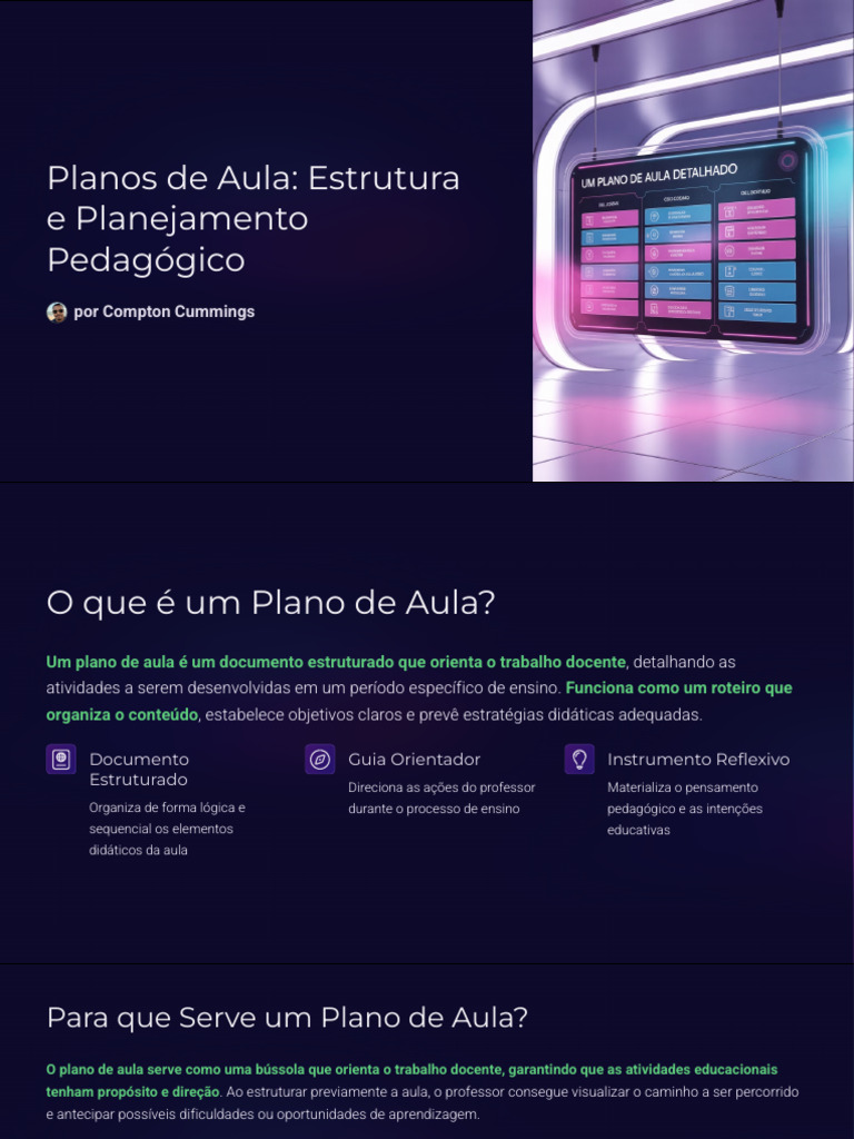 Planos de Aula Estrutura e Planejamento Pedagogico | PDF | Aprendizado ...