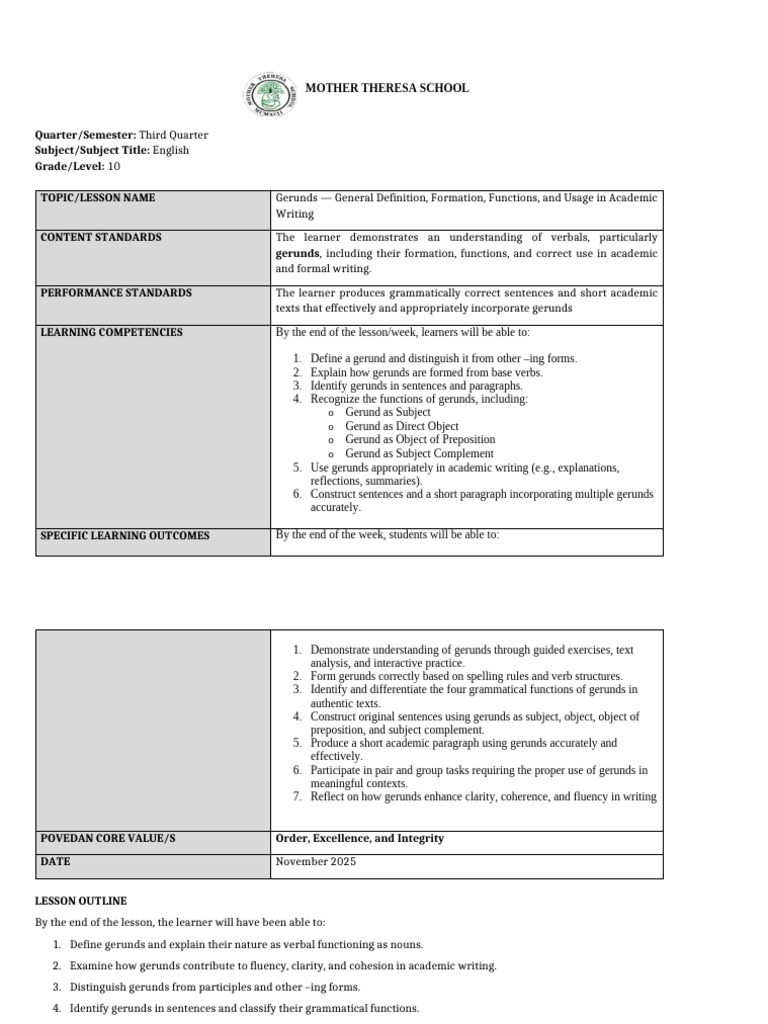 Learning Plan Week 1 English 9 | PDF | English Language | Learning