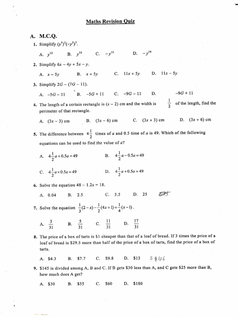 f1 - Dgs Quiz in Maths | PDF