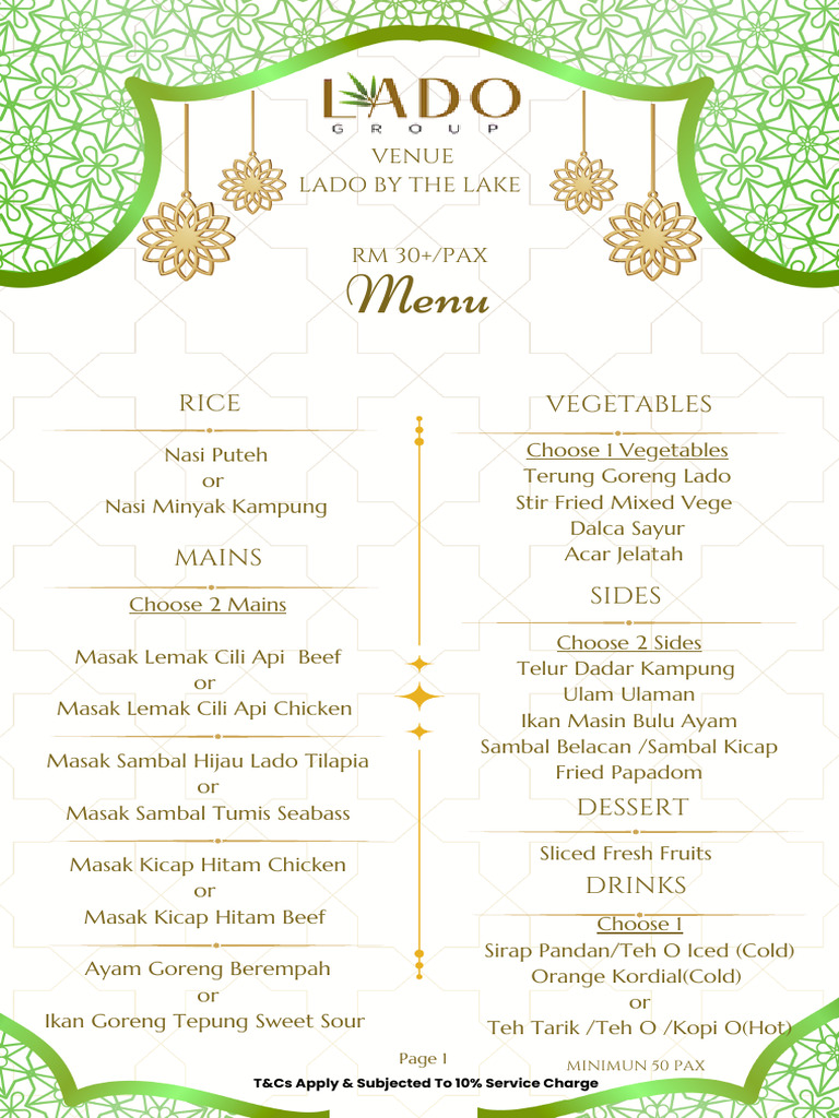 Lado BTL Menu RM 30+ Per Pax - 2025 | PDF