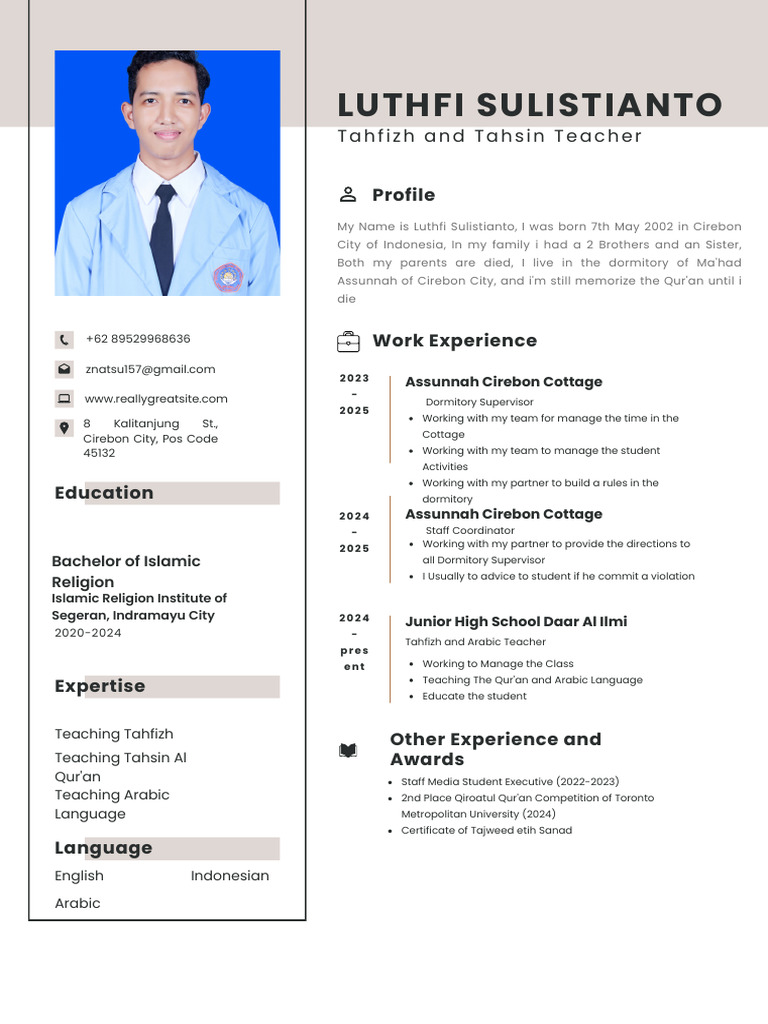 Luthfi Sulistianto Resume | PDF | Abrahamic Religions