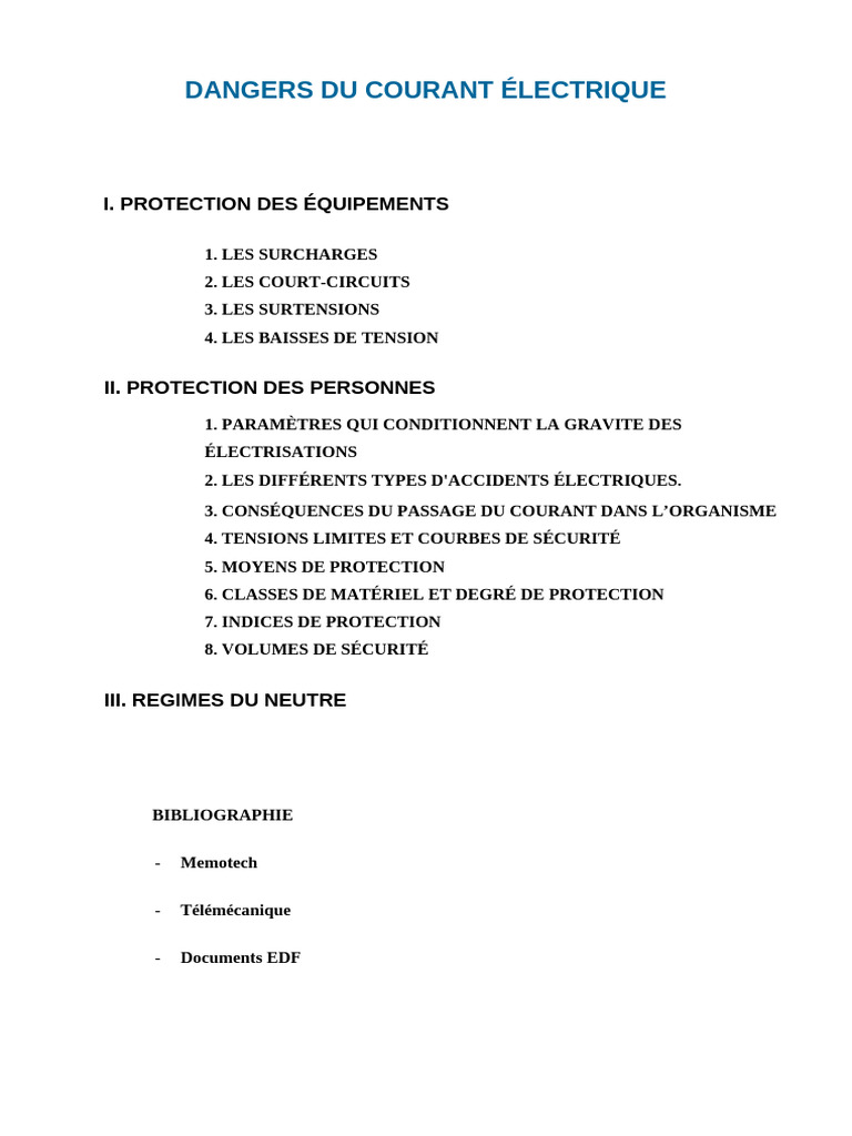 Chap1 CM Dangers Du Courant Électrique | PDF | Fusible (électricité ...