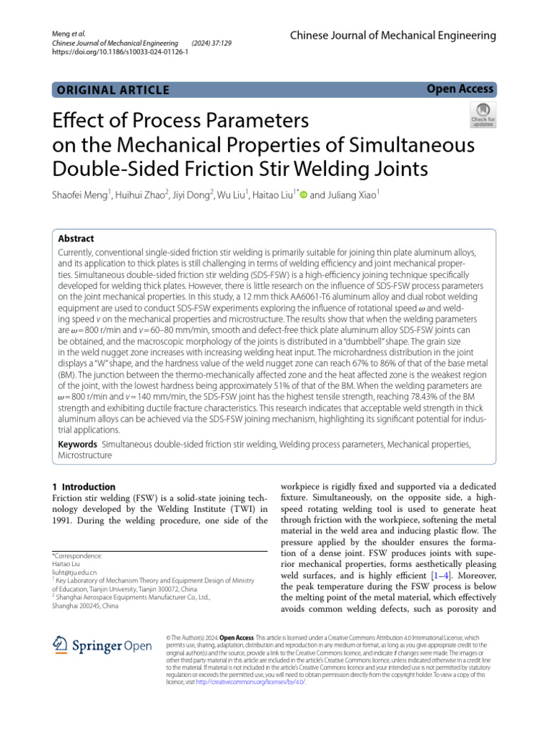 Effect of Process Parameters on the Mechanical Pro | PDF | Welding ...
