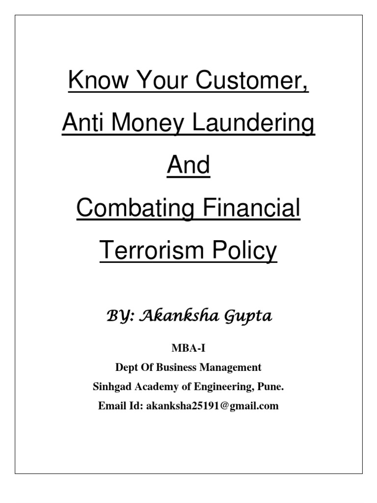 KYC and Anti-Money Laundering Policy | PDF | Money Laundering | Banks