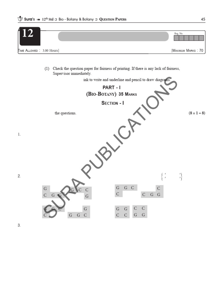 12th Botany PTA Model Question Paper - 1-3e0bad6f-3 | PDF | Botany ...