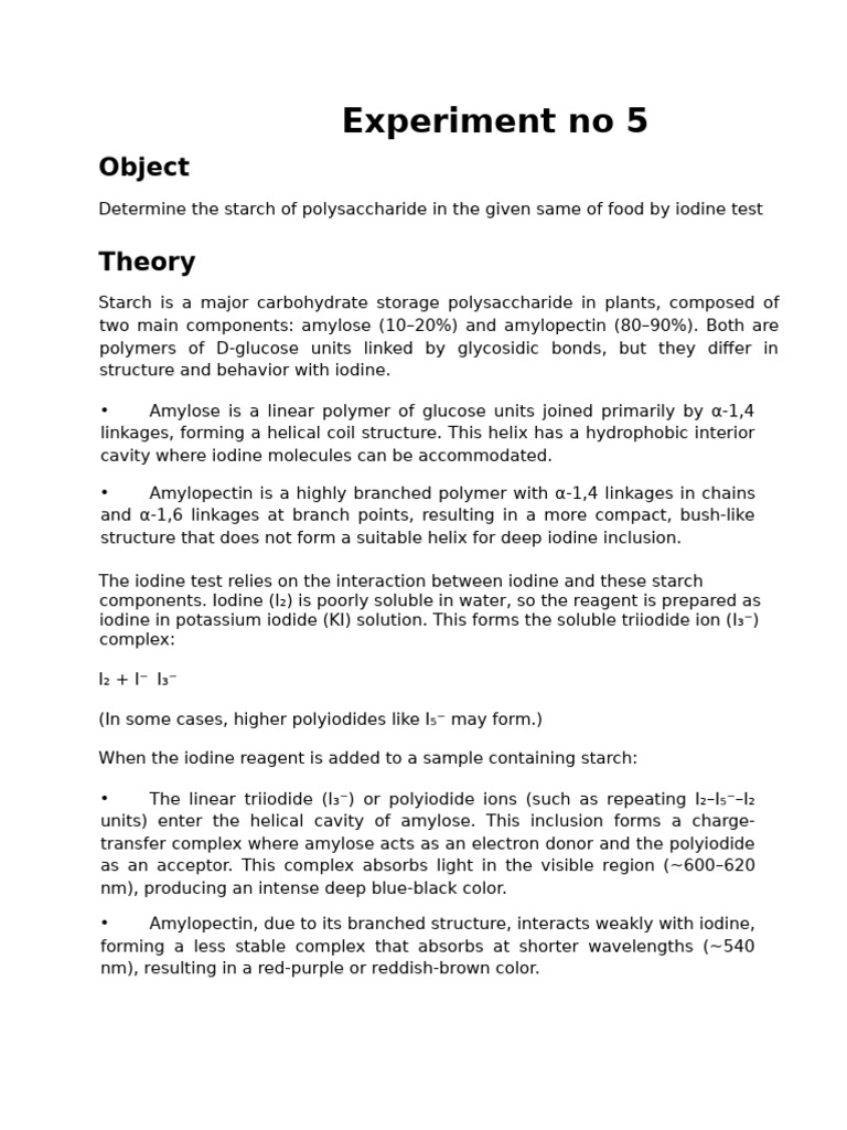 exp no 5 | PDF | Starch | Iodine
