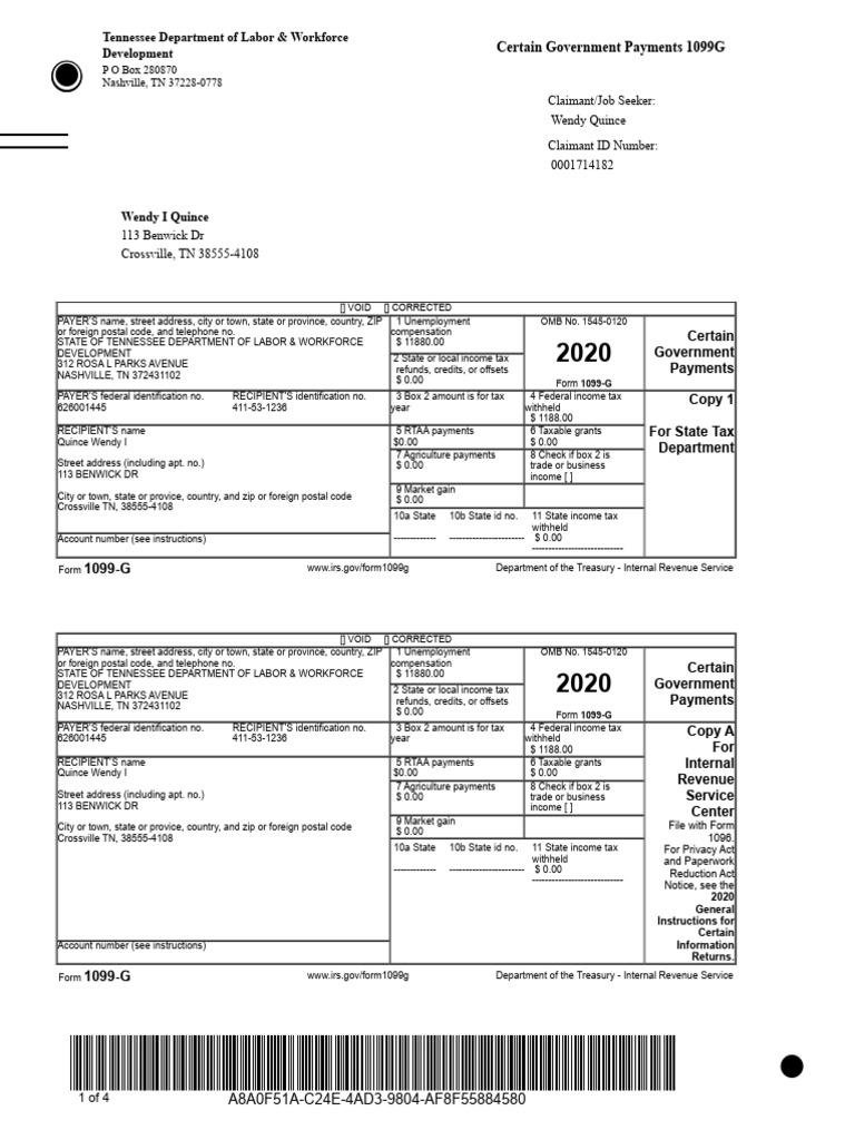 1099 G | PDF | Income Tax | Income Tax In The United States