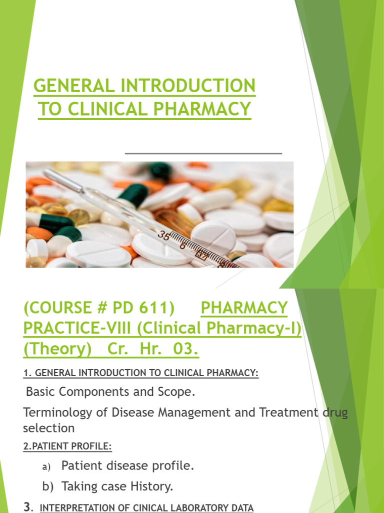 1 PD611 Chapter 1 Introduction To Clinical Pharmacy | PDF | Pharmacy ...