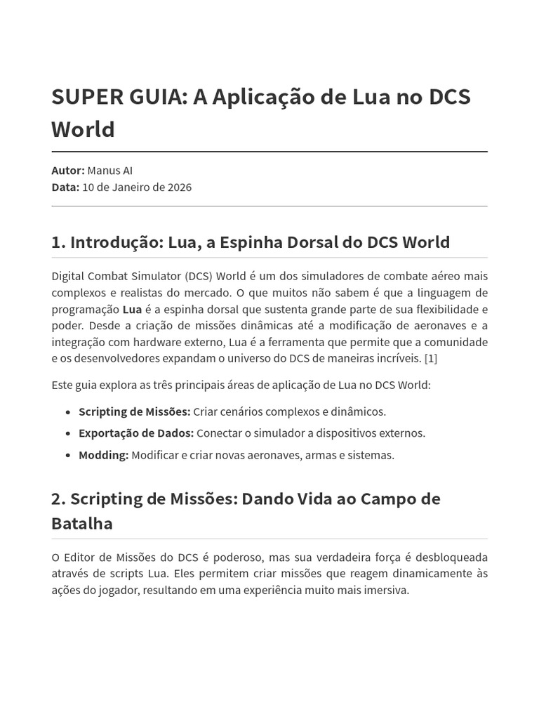 Super Guia Lua No Dcs | PDF | Linguagem de script | Framework de software