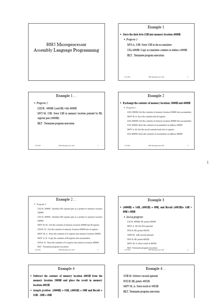 1.5 EEEQ471 - 8085 Microprocessor - Assembly L Programming | PDF ...
