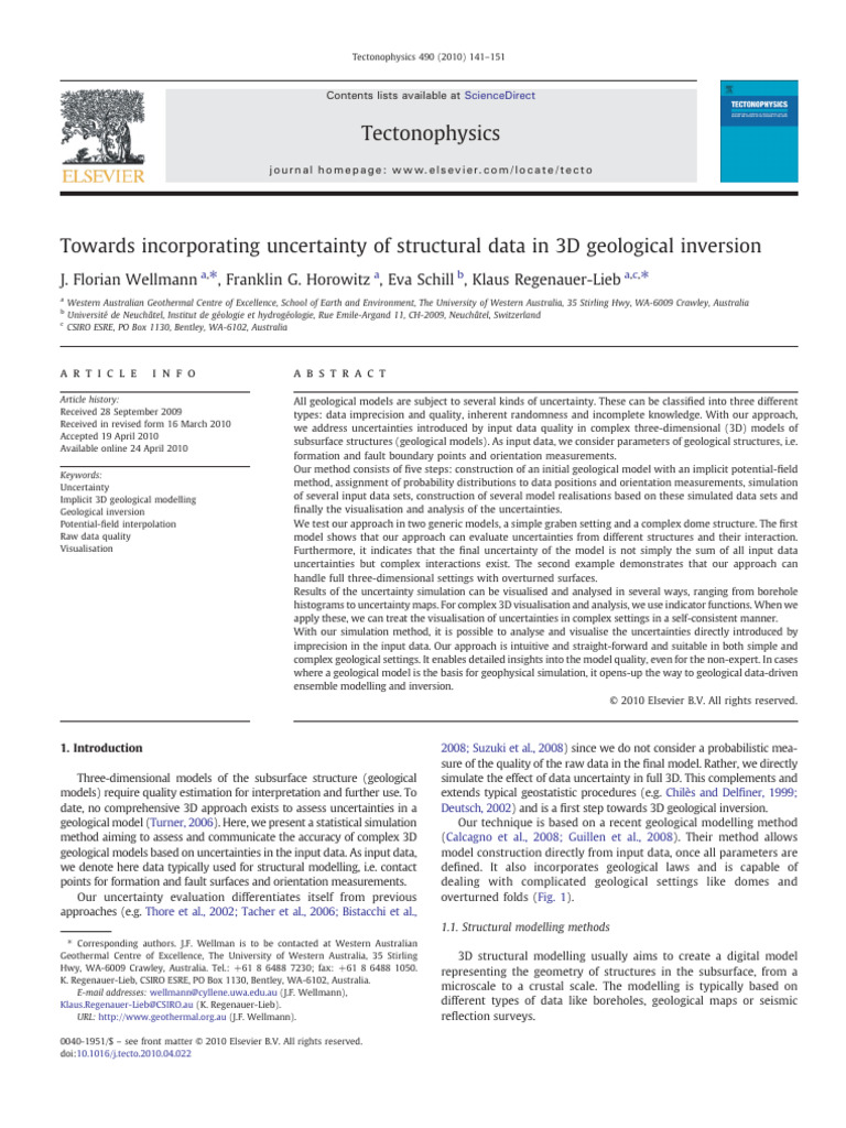 Towards Incorporating Uncertainty of Structural Data in 3D Geological ...