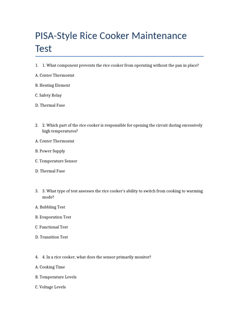 PISA Style Rice Cooker Test | PDF
