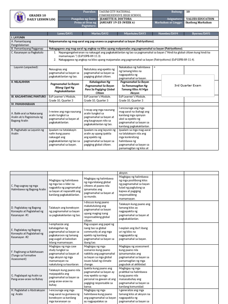 DLL - Esp 10 - Q3 - W6 | PDF