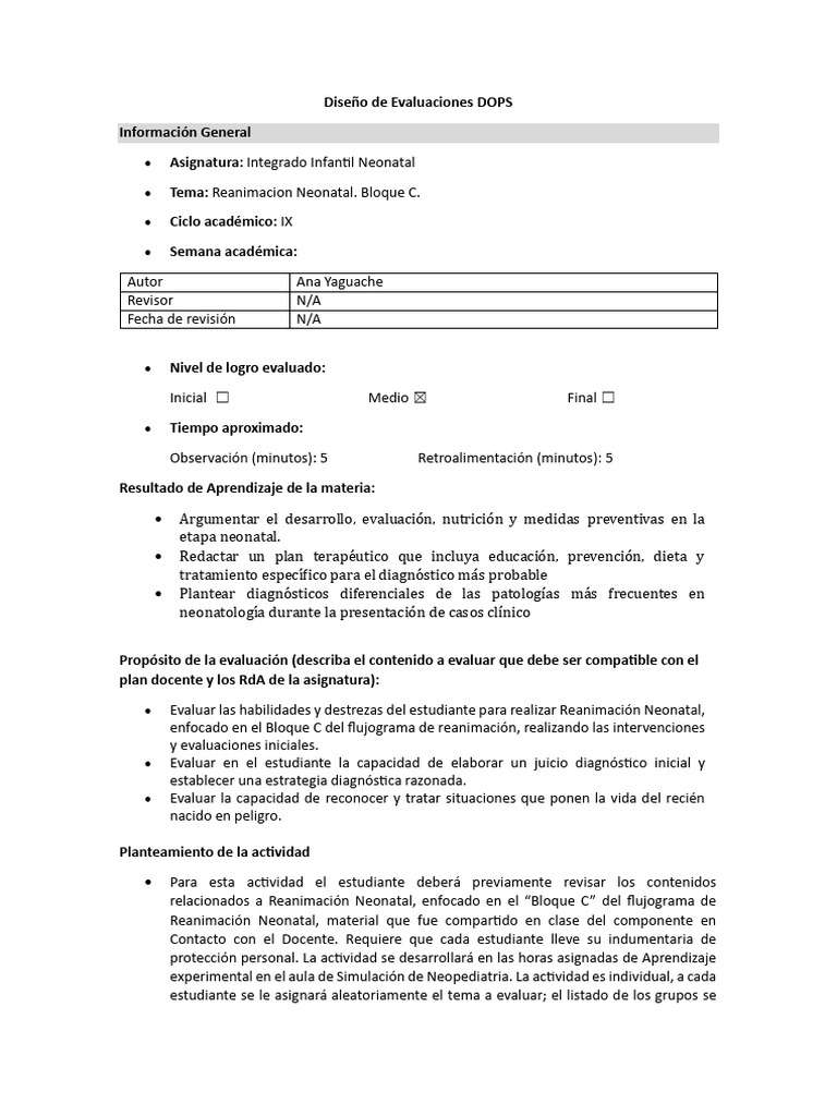 Dops RCP Neonatal Bloque C - 251222 - 103258 | PDF | Reanimación ...
