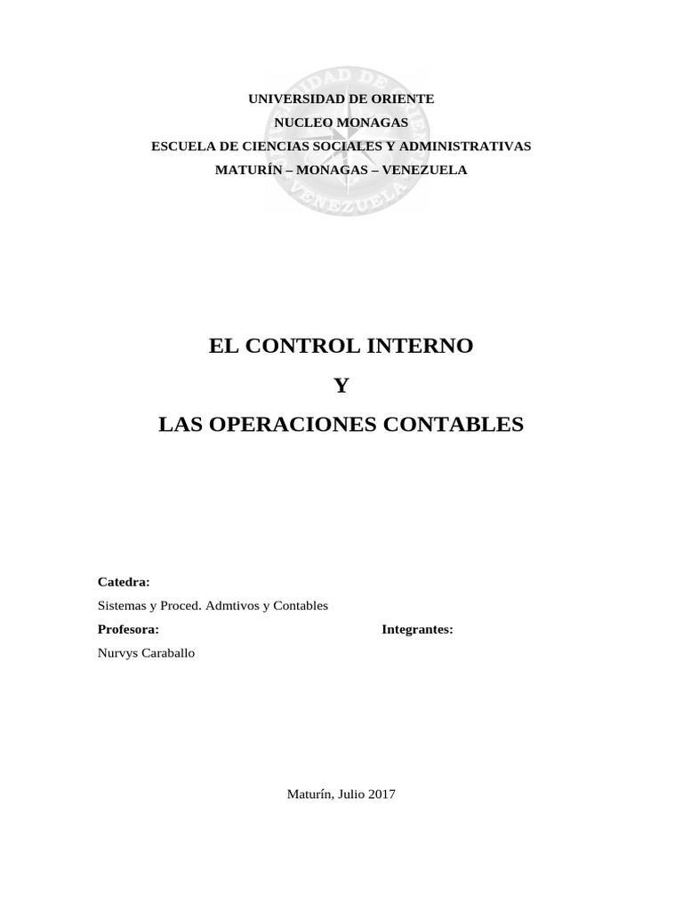 El Control Interno y Las Operaciones Contables | PDF | Contabilidad ...