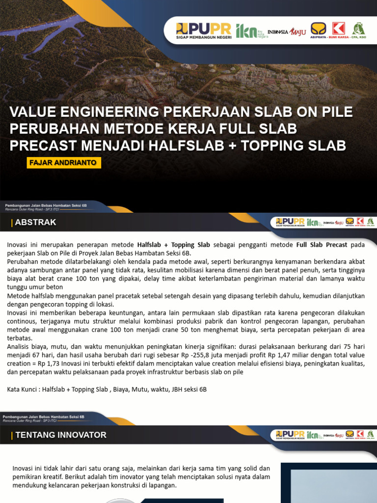 Value Engineering Pekerjaan Slab On Pile Halfslab + Topping Slab | PDF