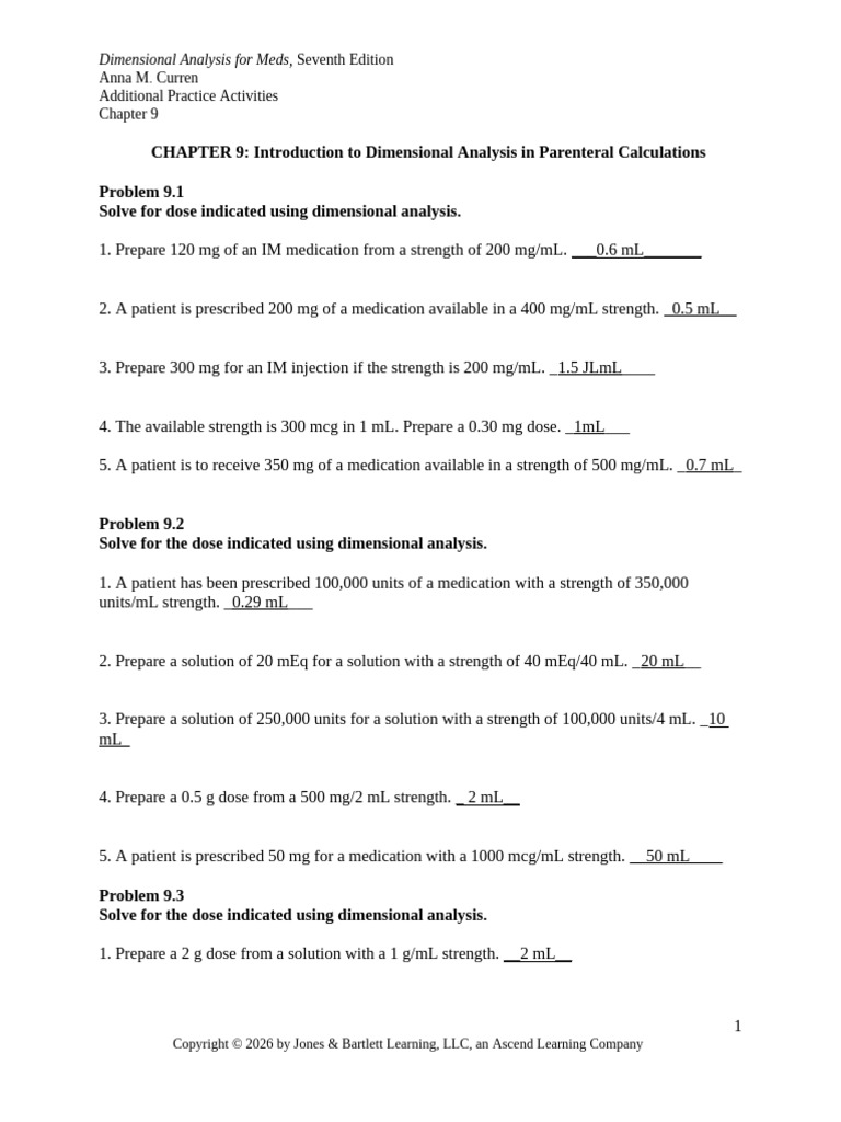 Ch. 9 Assignment | PDF | Dose (Biochemistry) | Chemistry