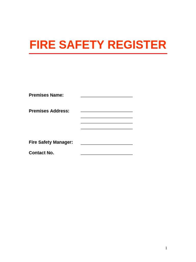 Fire Safety Register Template | PDF | Fire Safety | Safety