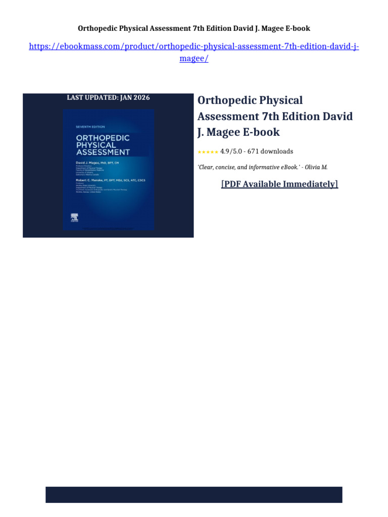 Orthopedic Physical Assessment 7th Edition David J. Magee Ebook No