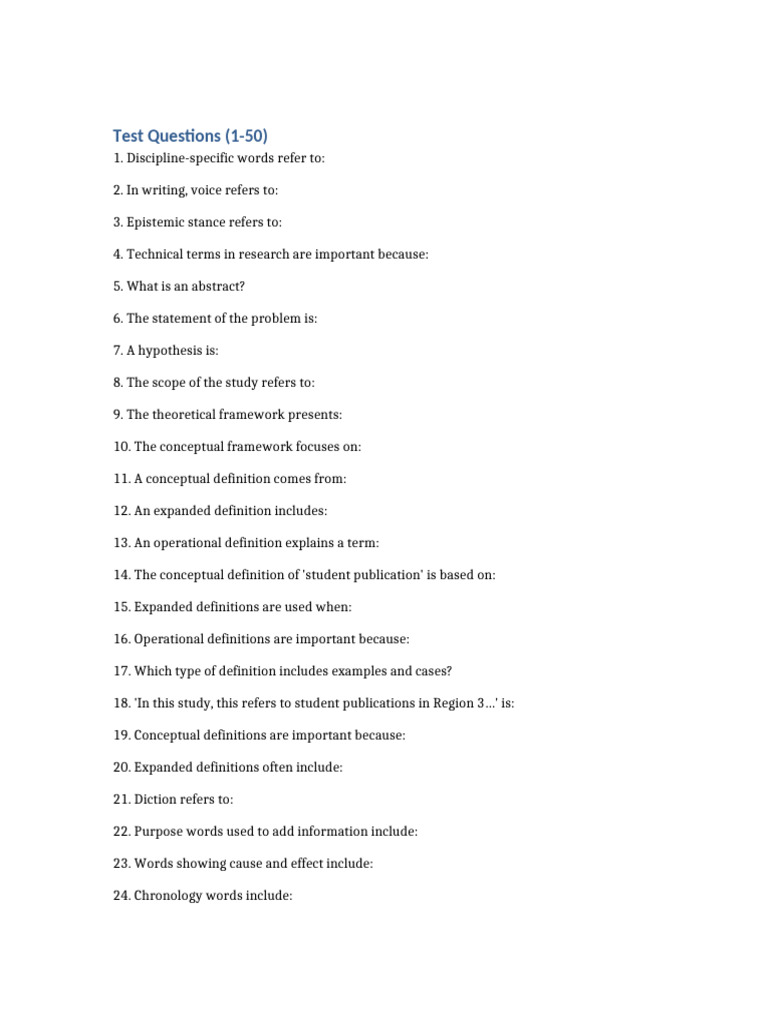 Full Test 1 To 50 With Answer Key | PDF
