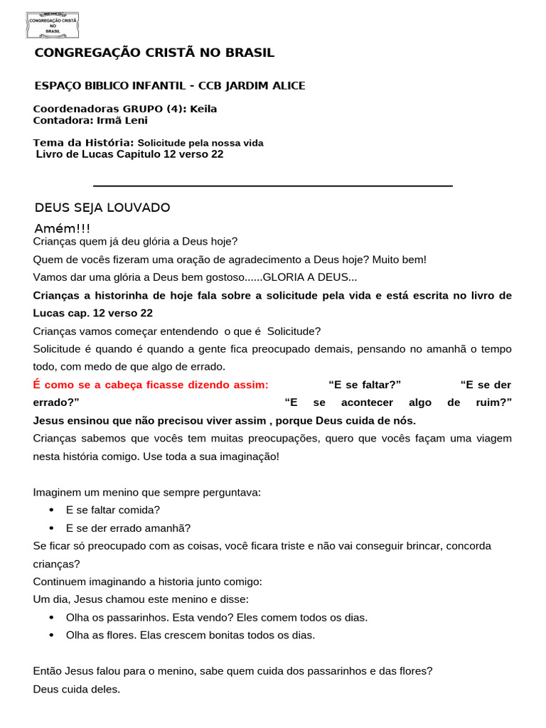 Solicitude Pela Nossa Vida - Grupo 4 | PDF | Oração | Deus