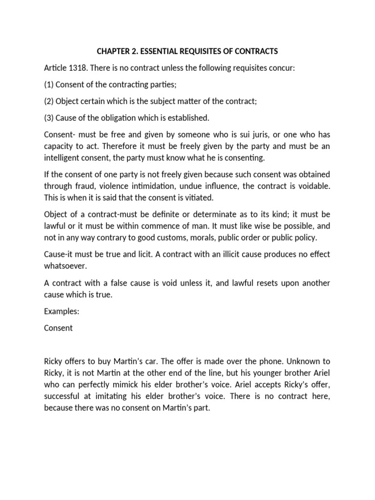 Essential Elements of A Contract | PDF | Misrepresentation | Offer And ...
