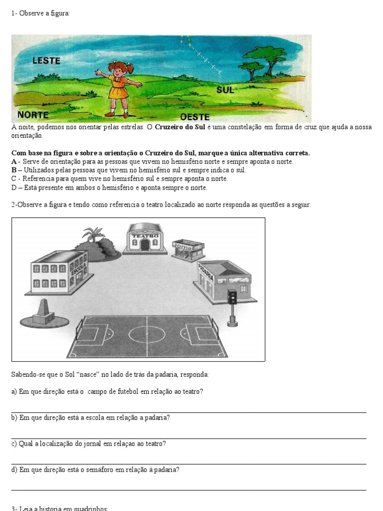 Exercícios de Geografia: Orientação e Localização 6º Ano | PDF | Mar ...