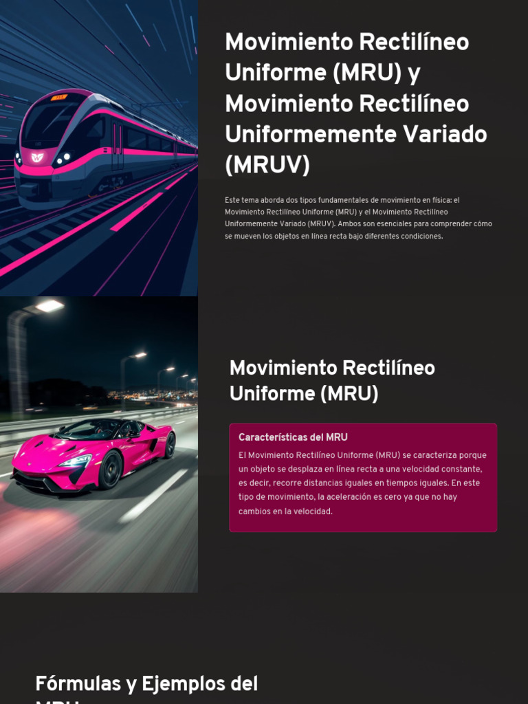 MRU y MRUV | PDF | Velocidad | Aceleración